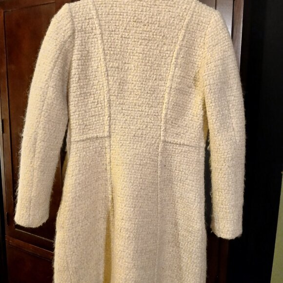 H & M Cream Wool Blend Boucle Zip Front Trench EU 32/ 2 US - Picture 2 of 11
